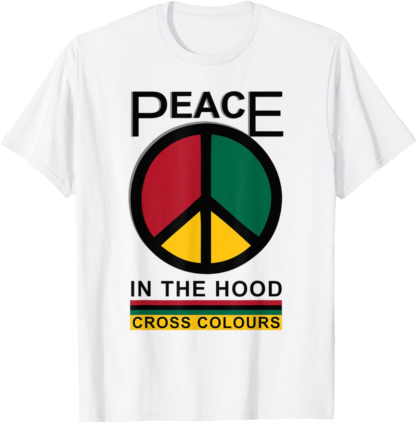 Retro Graphic 1990's Urban Vintage | Peace In The Hood T-Shirt - T-Shirt | White