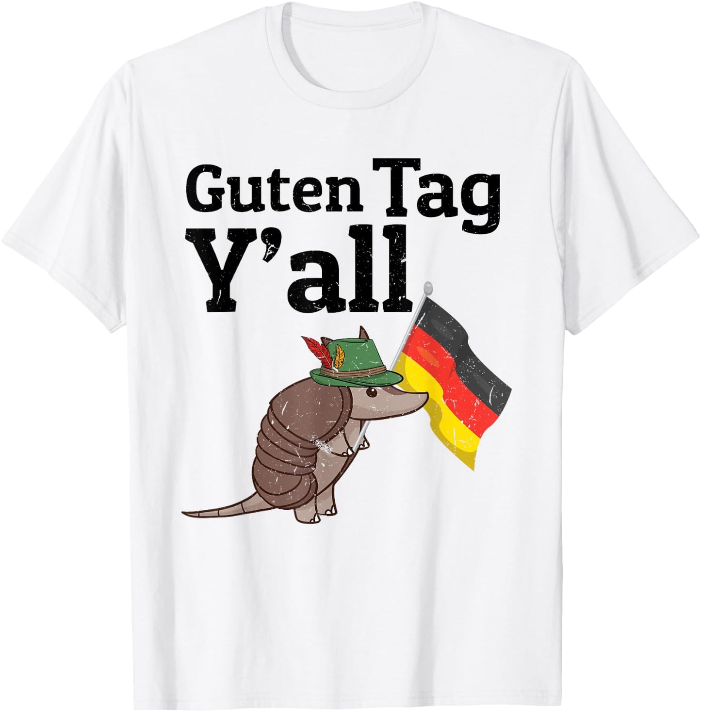 Guten Tag Y'all Texas Armadillo German Flag Hat gift T-Shirt - T-Shirt | White