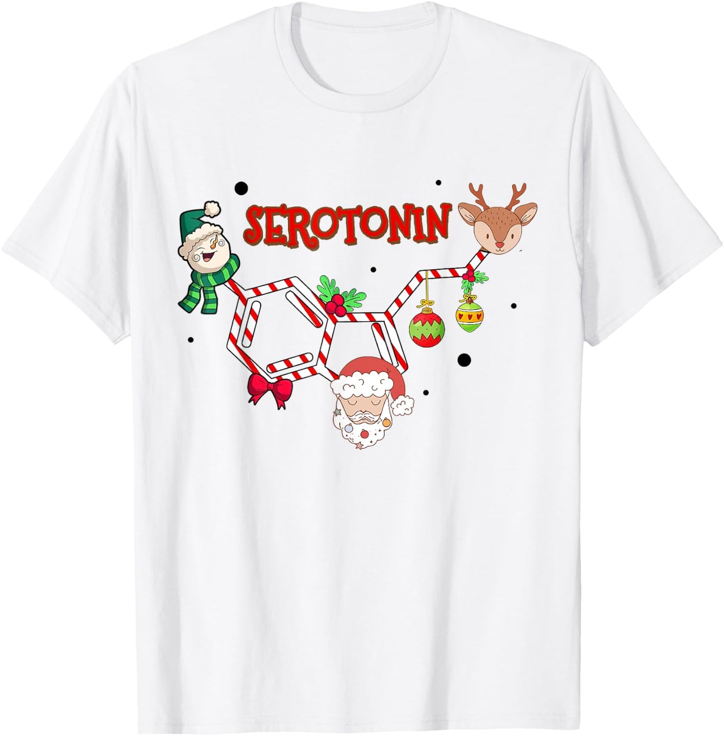 Serotonin Christmas, Mental Health Counselor Christmas T-Shirt - T-Shirt | White