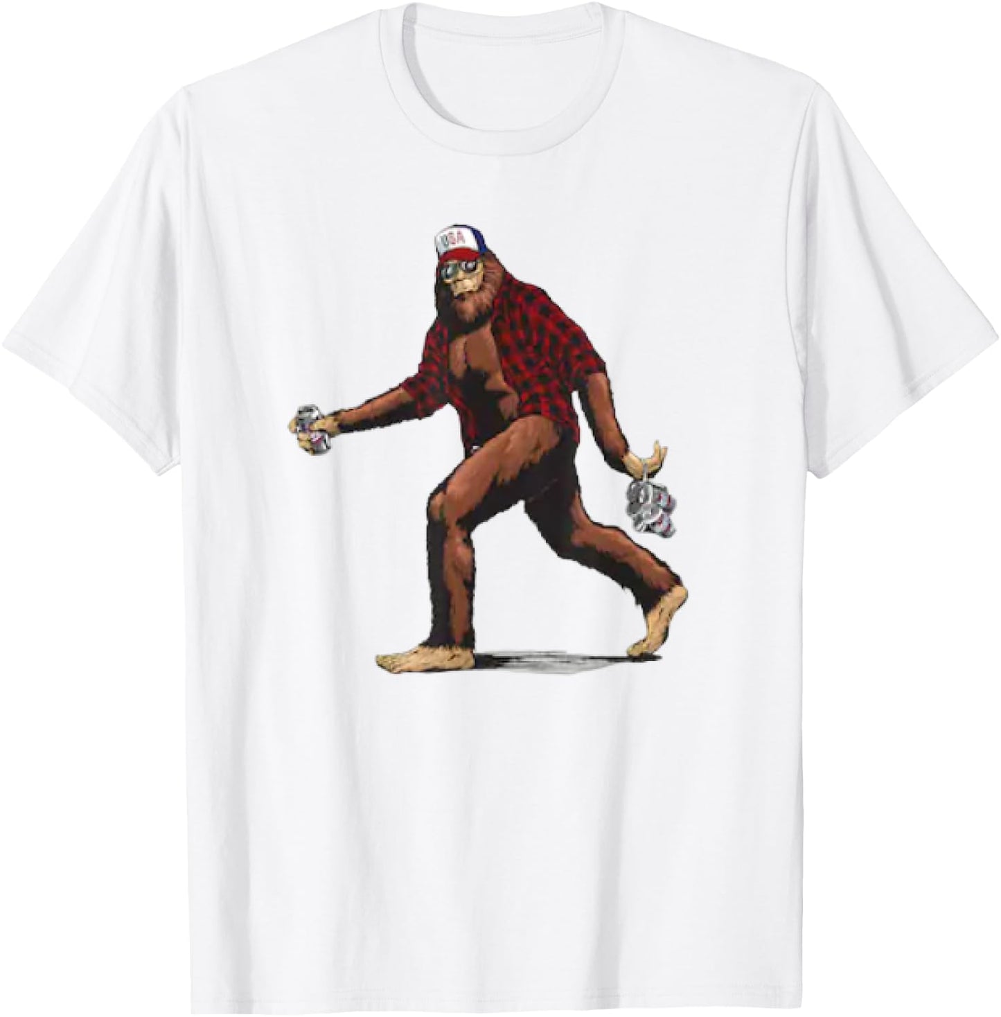 Beer Drinking Big Foot Graphic T-Shirt - T-Shirt | White