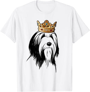 Bearded Collie Dog Wearing Crown T-Shirt - T-Shirt | White