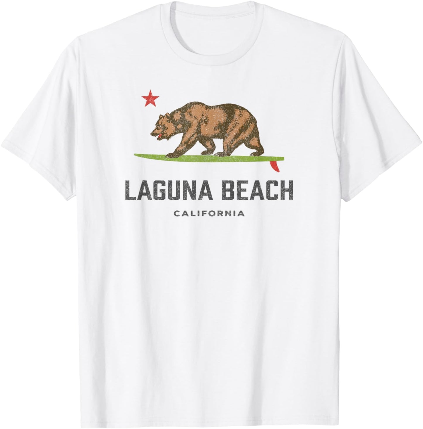 Vintage Laguna Beach California Bear Surfing Souvenir T-Shirt - T-Shirt | White