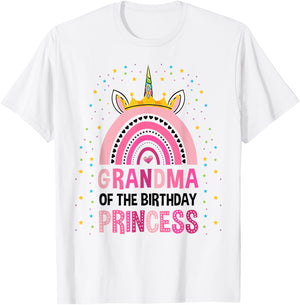 Grandma Of The Birthday Princess Unicorn T-Shirt - T-Shirt | White