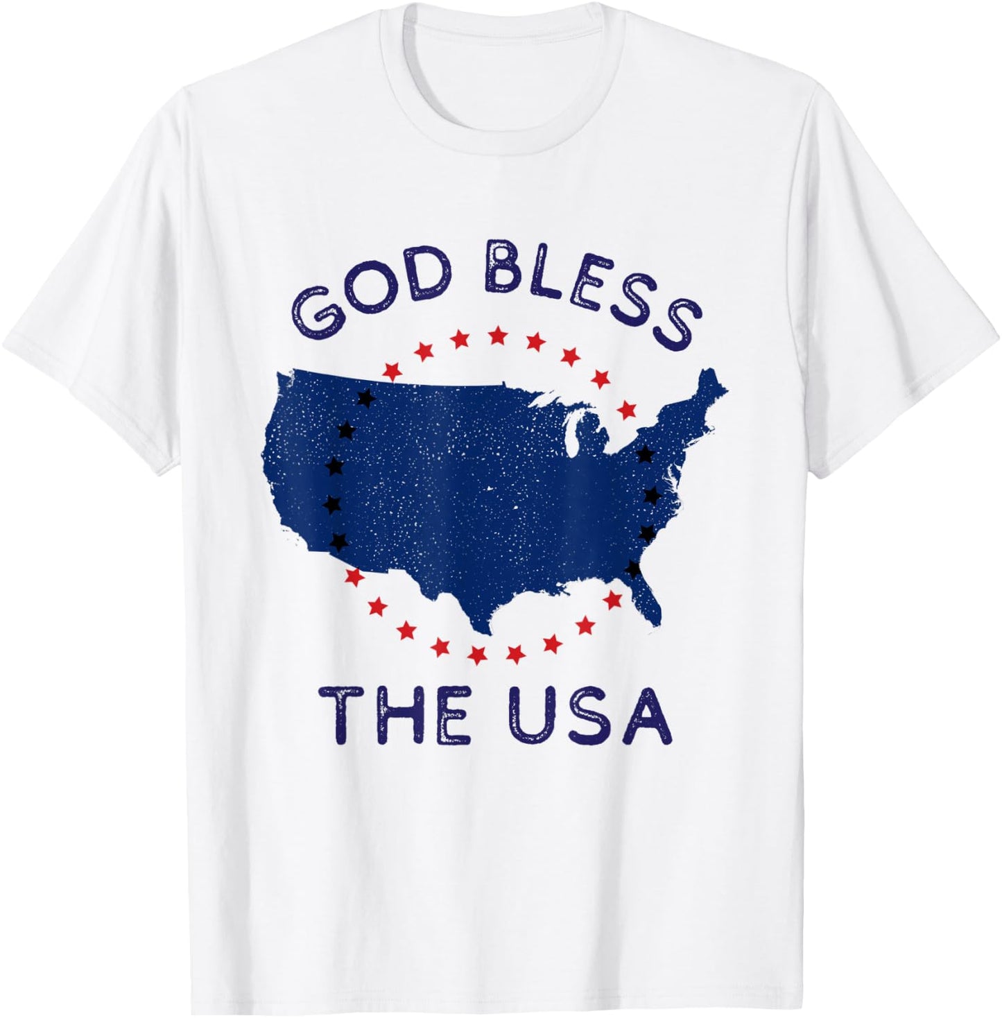 God Bless the USA Patriotic Christian American July 4th Day Kids Men T-Shirt - T-Shirt | White