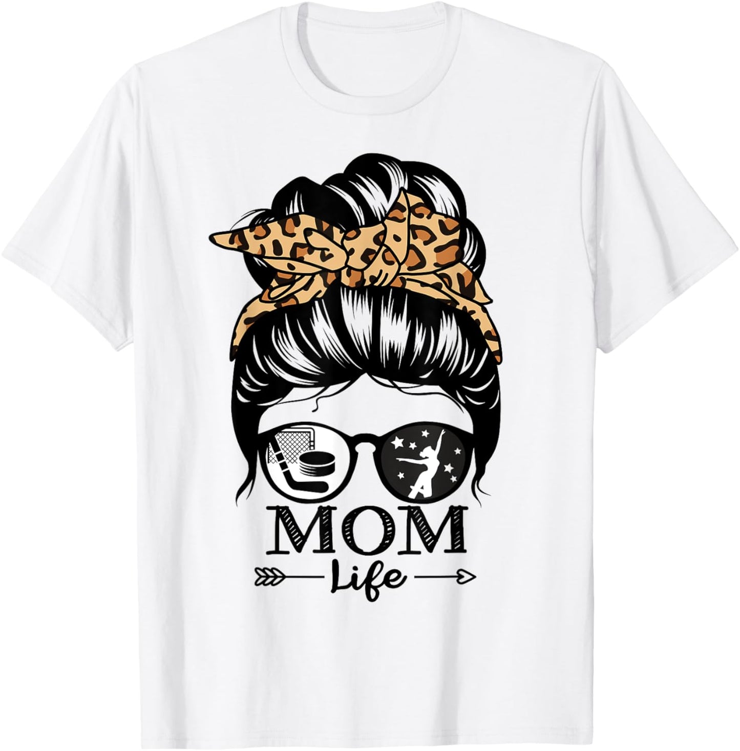 Mom Life Messy Bun Hair Funny Hockey Dance Mom T-Shirt - T-Shirt | White
