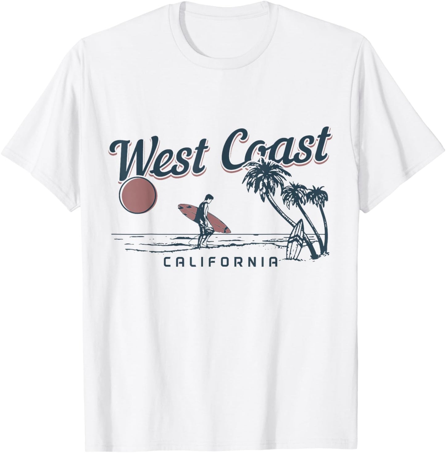West Coast California Beach San Diego Surf Vintage Surfer T-Shirt - T-Shirt | White