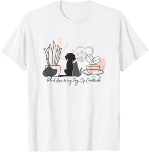 Aesthetic Minimalistic Plant Dog Coffee Art Drawing Women T-Shirt - T-Shirt | White