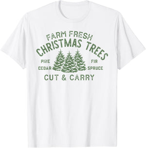 Farm Fresh Christmas Trees Shirt Vintage Merry Christmas T-Shirt - T-Shirt | White