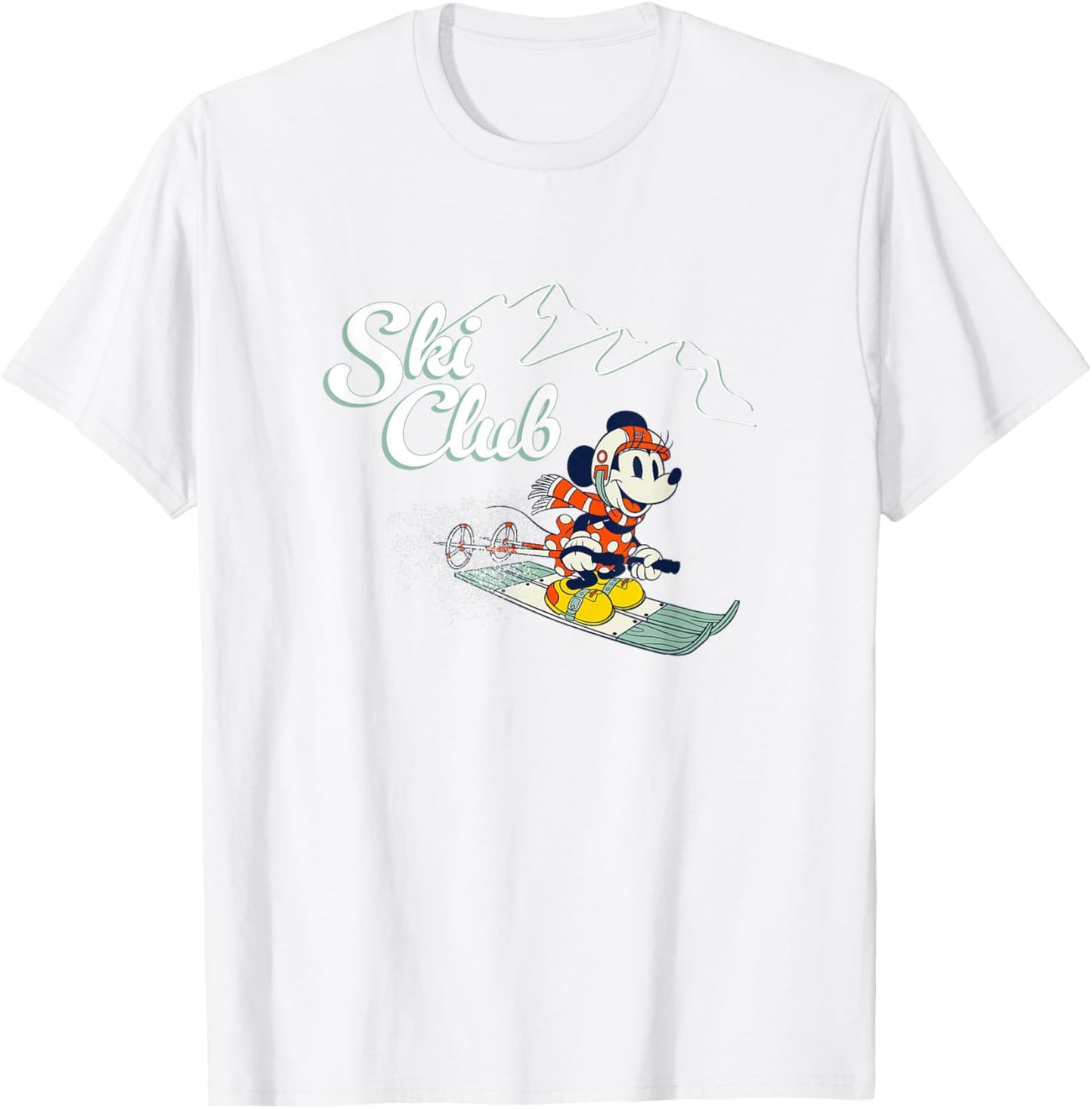 Disney Minnie Mouse Vintage Christmas Ski Club Holiday Fun T-Shirt - T-Shirt | White