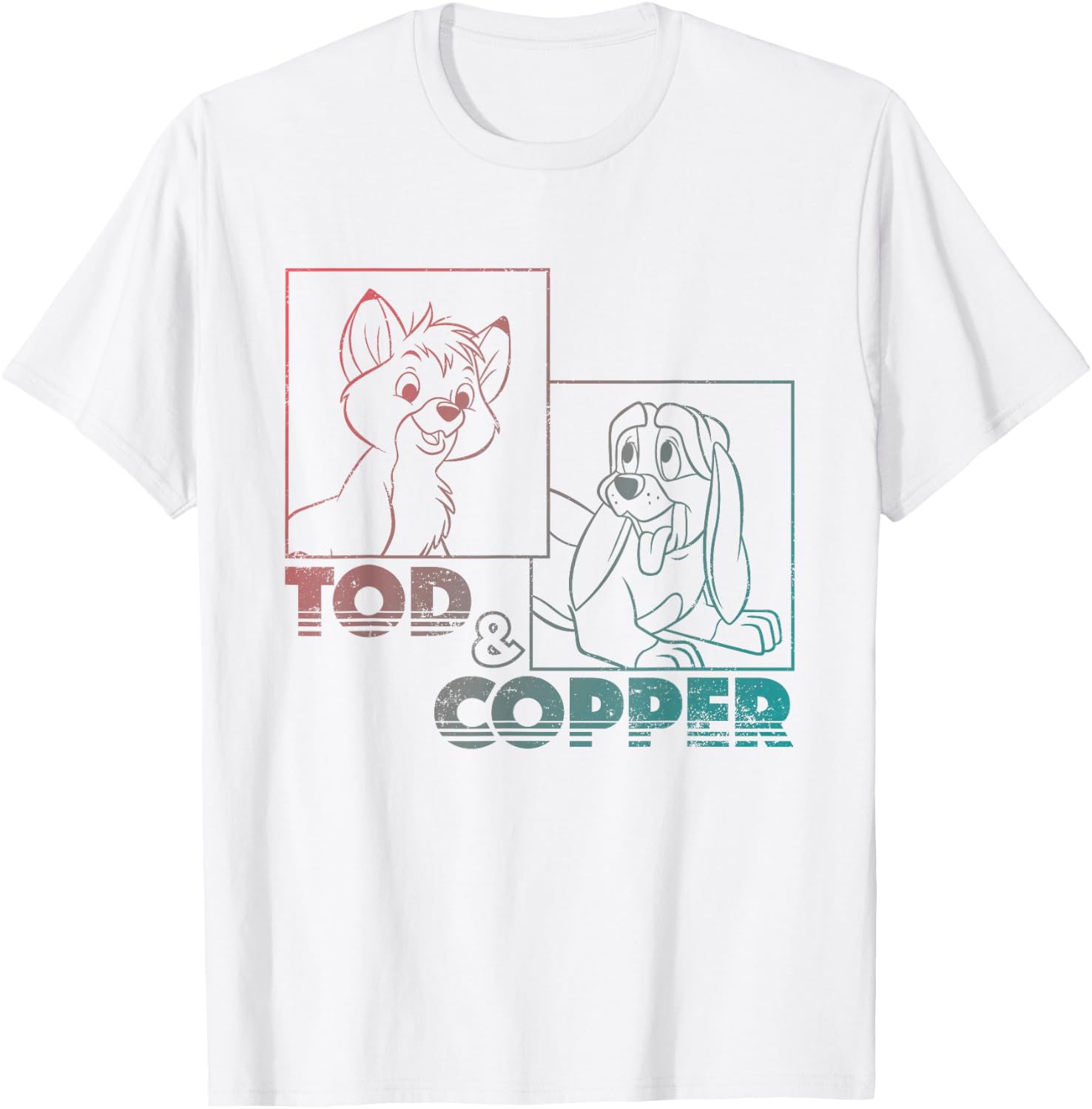 Disney The Fox and the Hound Tod & Copper Gradient T-Shirt - T-Shirt | White