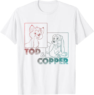 Disney The Fox and the Hound Tod & Copper Gradient T-Shirt - T-Shirt | White