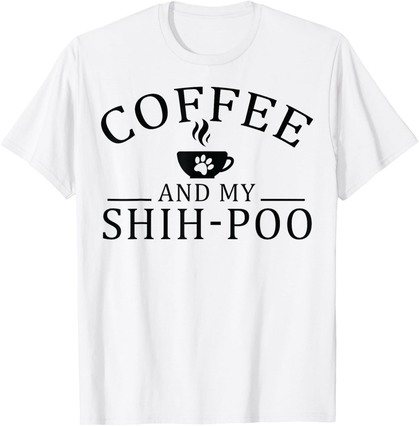 Shih-Poo Dog And Coffee T-Shirt - T-Shirt | White