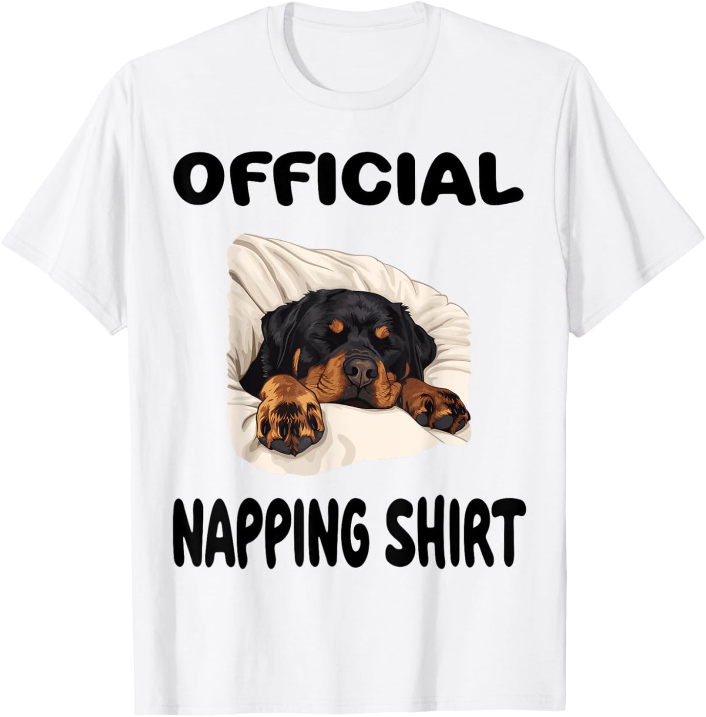 Rottweiler Rottie Dog Pajamas Nightgown Official Napping T-Shirt - T-Shirt | White