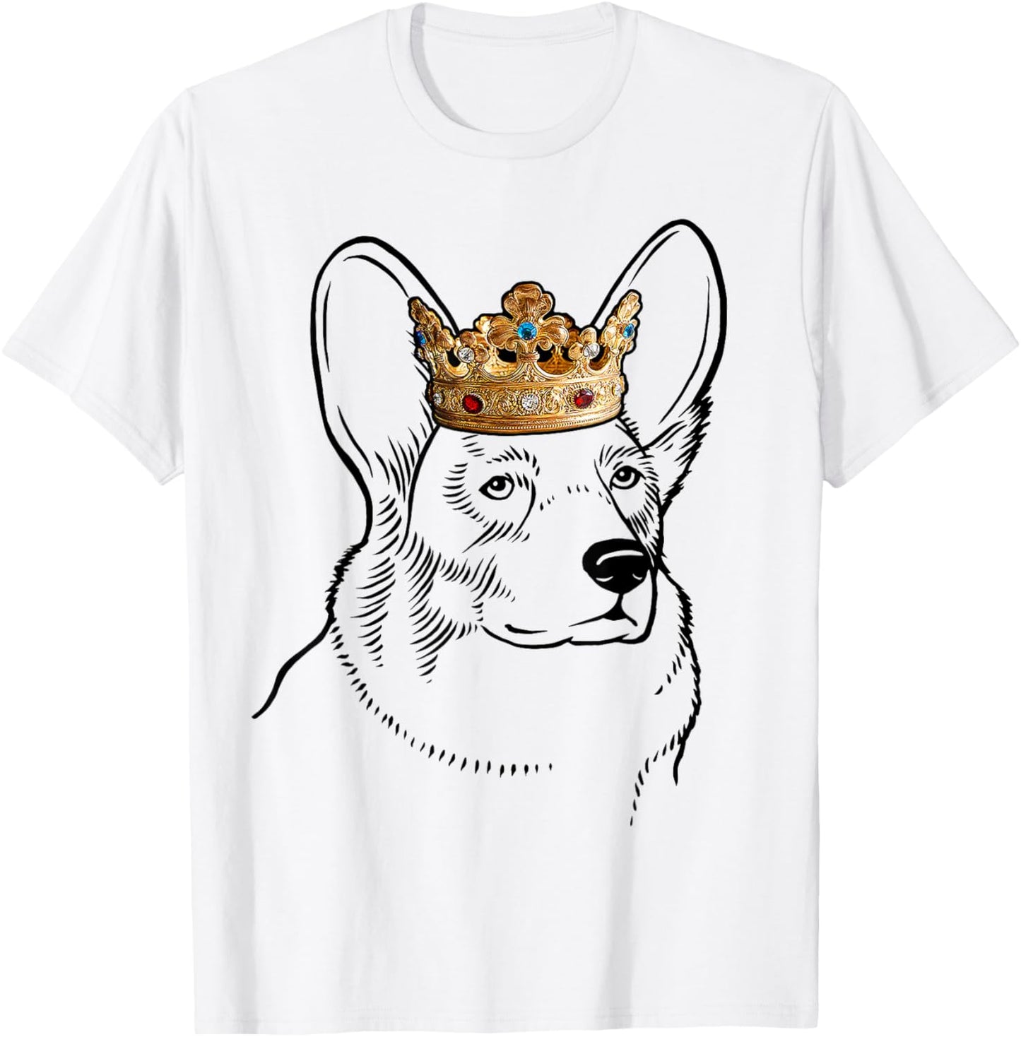 Cardigan Welsh Corgi Dog Wearing Crown Women Kids T-Shirt - T-Shirt | White