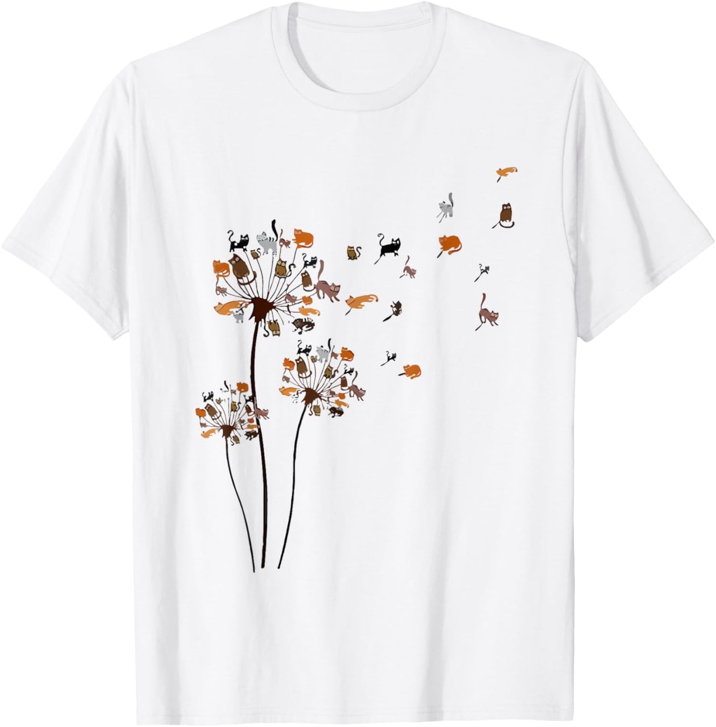 Cute Dandelion Cats Flower Colorful Pet Cat Funny Cat Mom Women T-Shirt - T-Shirt | White