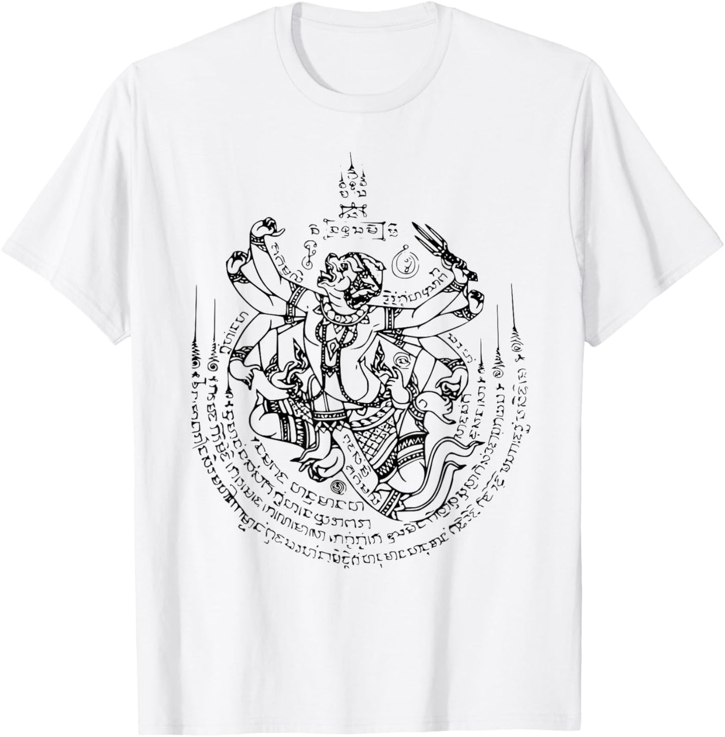 Sak Yant Tattoo Monkey God Hanuman 1 Muay Thai Magical White T-Shirt - T-Shirt | White