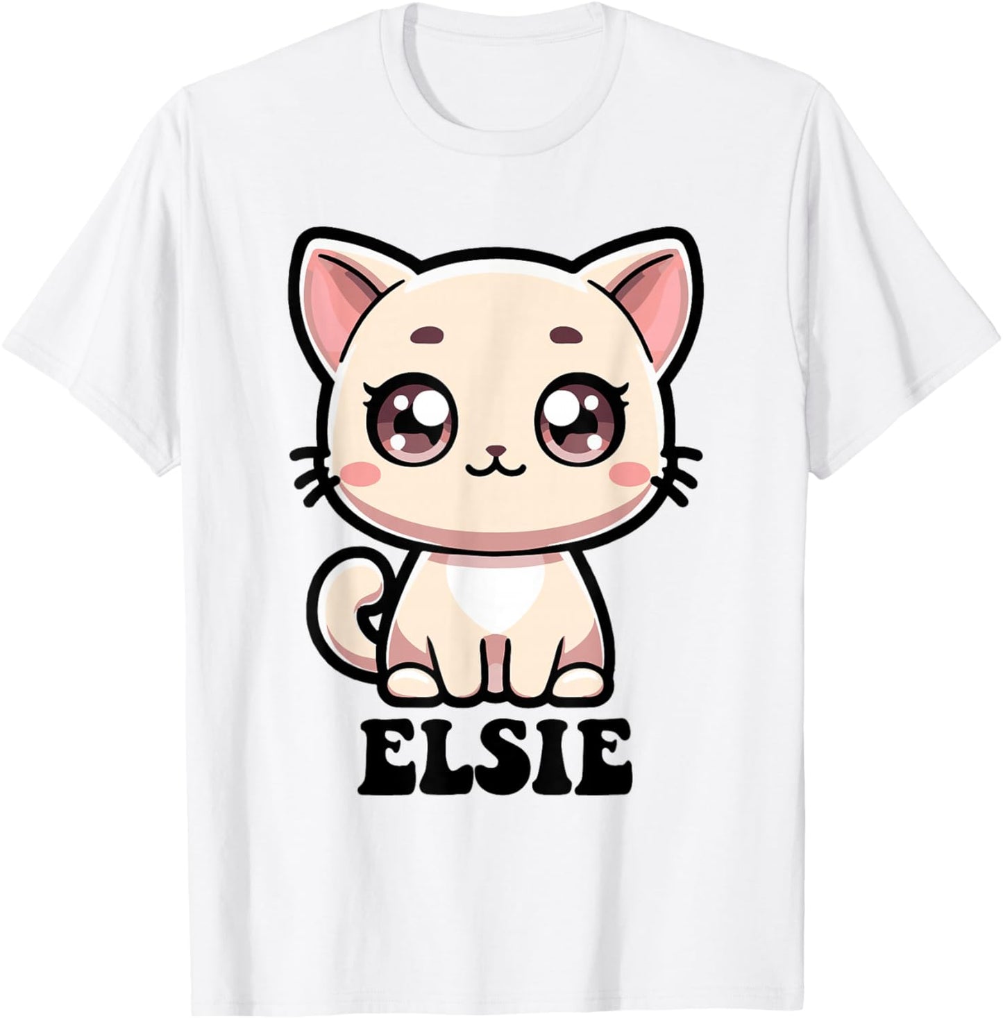 Elsie Cute Kitty Cat Design for Girls Name Elsie T-Shirt - T-Shirt | White
