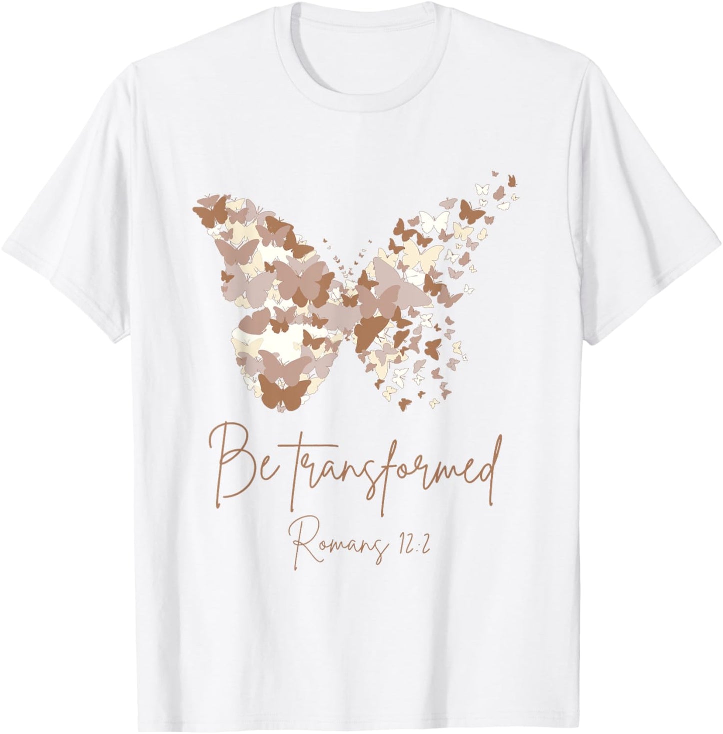 Be Transformed Romans 12:2 Butterfly Christian Bible Cute T-Shirt - T-Shirt | White