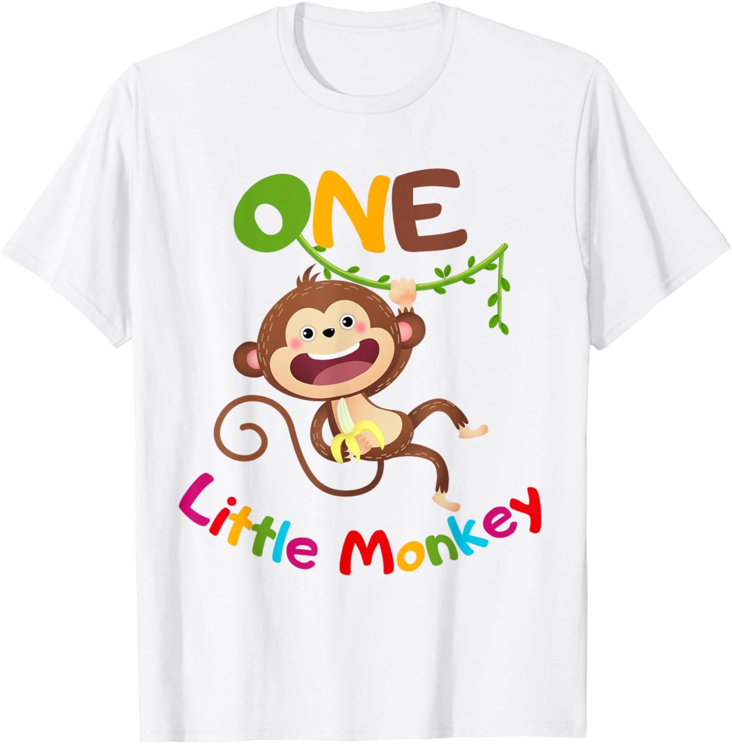 ONE Little Monkey Jungle Monkey Theme 1st Birthday Party T-Shirt - T-Shirt | White