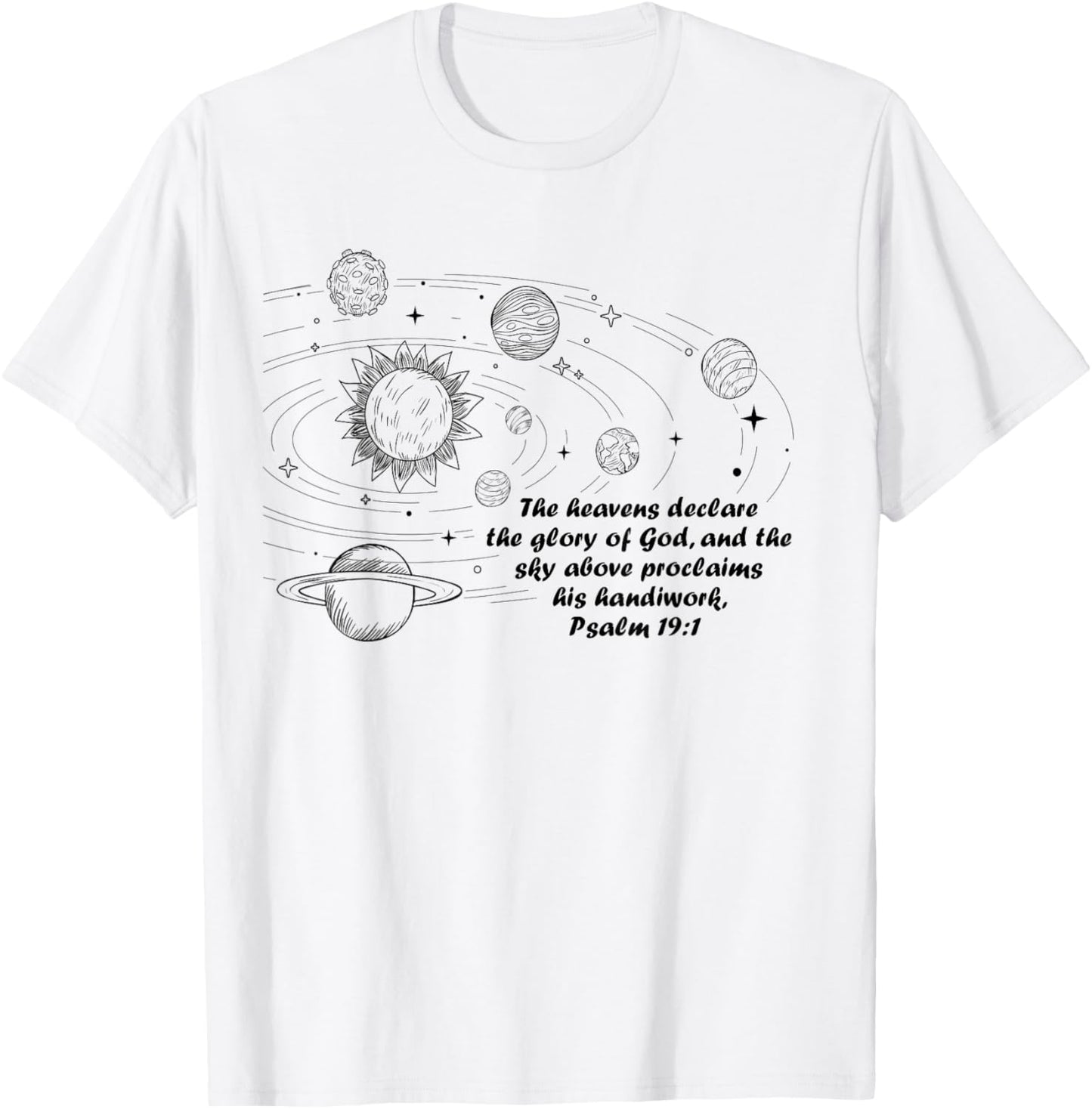Christian Psalm 19:1 Conversations Cycle 2 Space Planets T-Shirt - T-Shirt | White