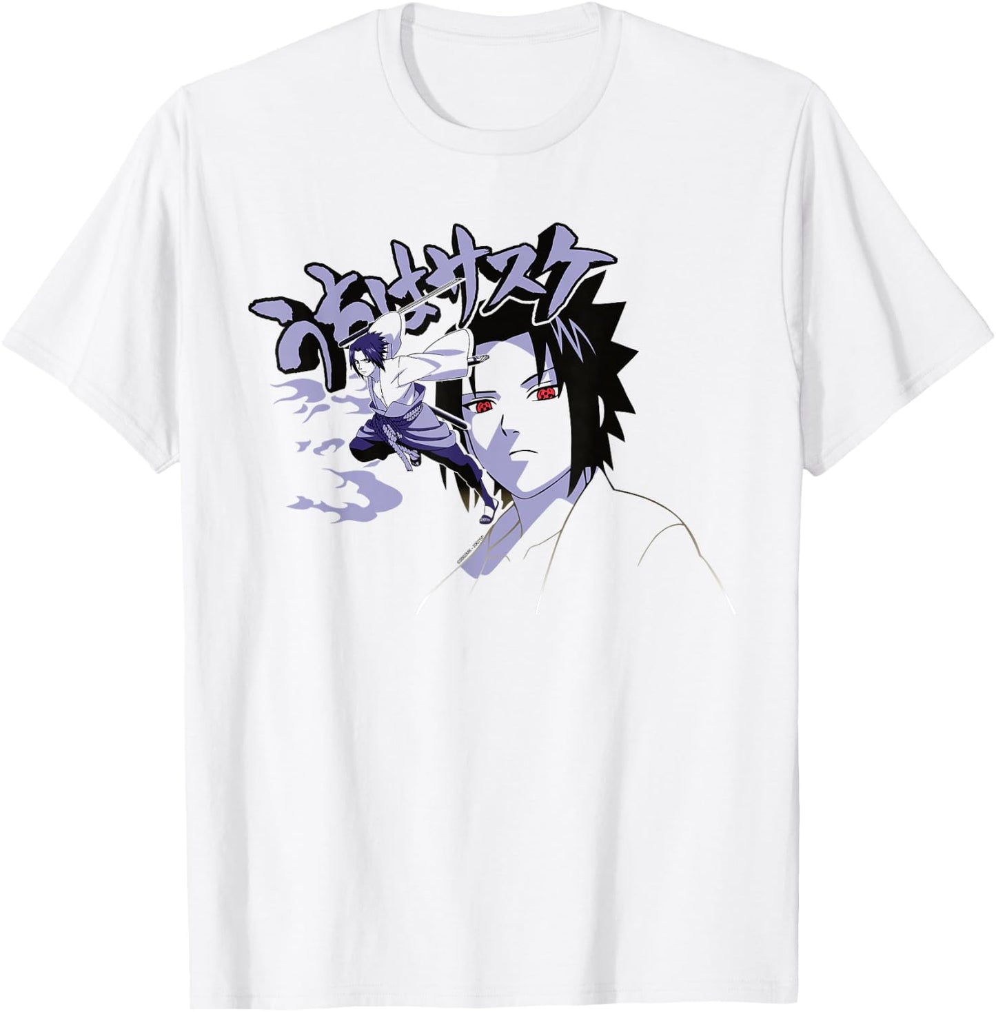 Naruto Shippuden Sasuke Curse Symbol with Jutsu T-Shirt - T-Shirt | White