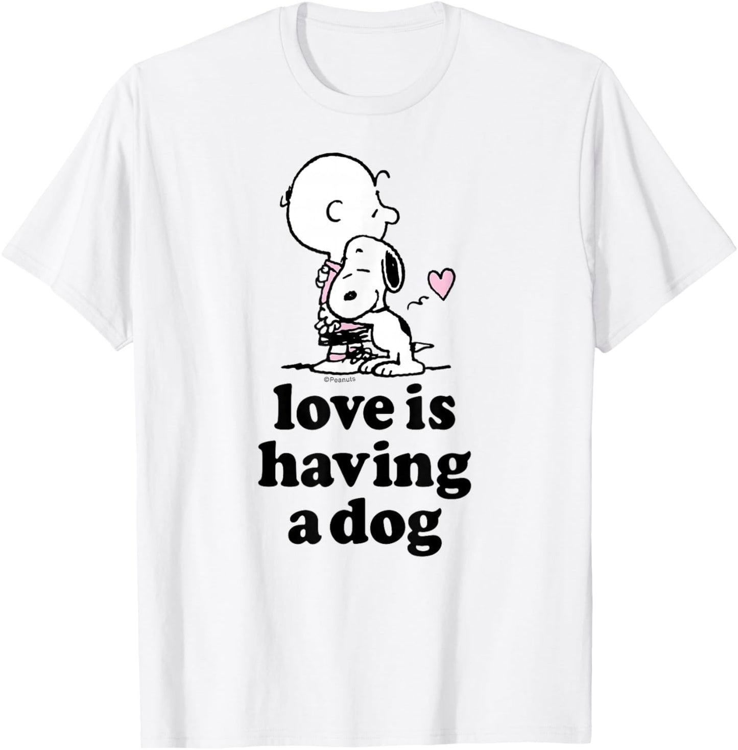 Peanuts - Snoopy Charlie Brown Hugging Love is Having A Dog T-Shirt - T-Shirt | White