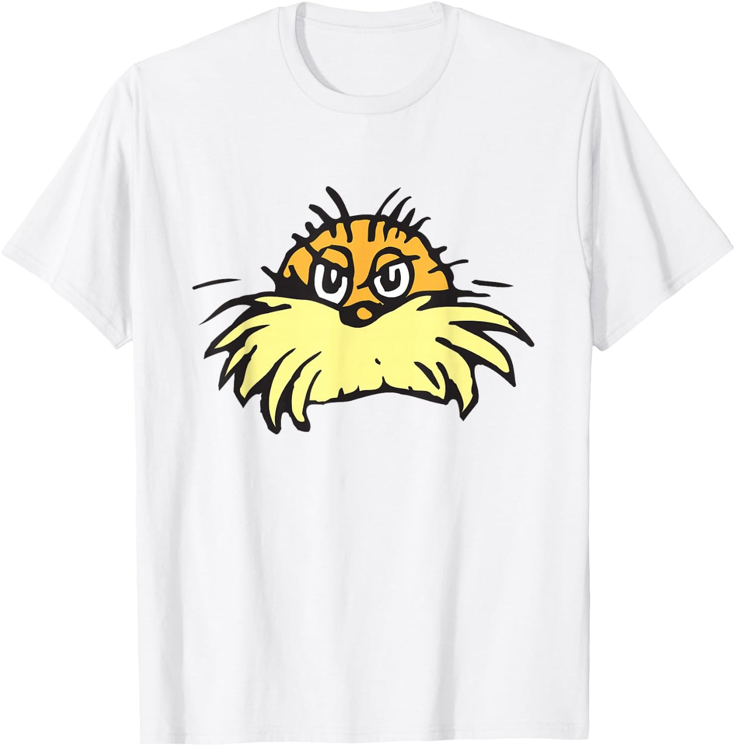 Dr. Seuss The Lorax Face - , Blue, Small, Short Sleeve, Cotton Blend, Classic Fit T-Shirt - T-Shirt | White