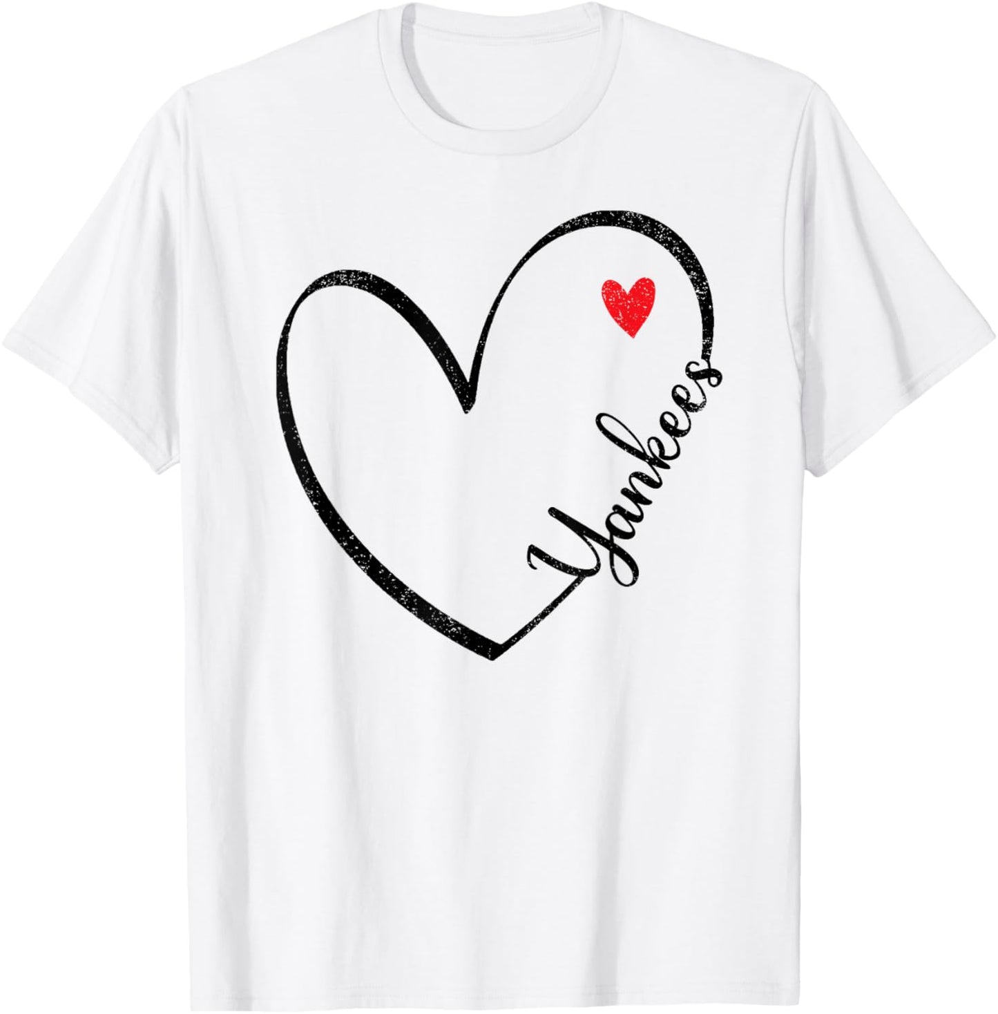 Yankees Heart Vintage Retro Men Women Boy Girl Kids T-Shirt - T-Shirt | White