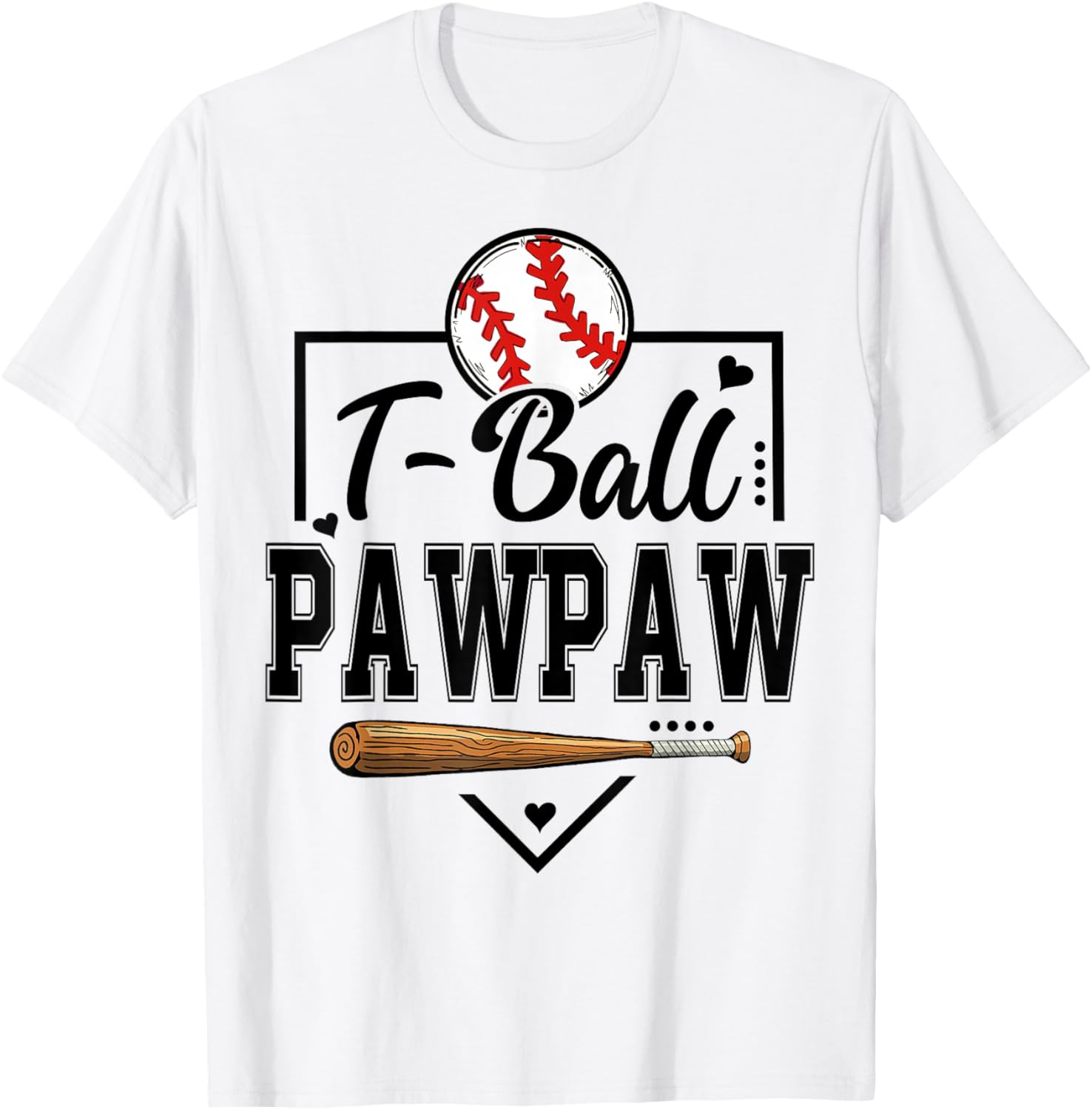 T-Ball Pawpaw Heart Funny Ball Pawpaw T-Shirt - T-Shirt | White