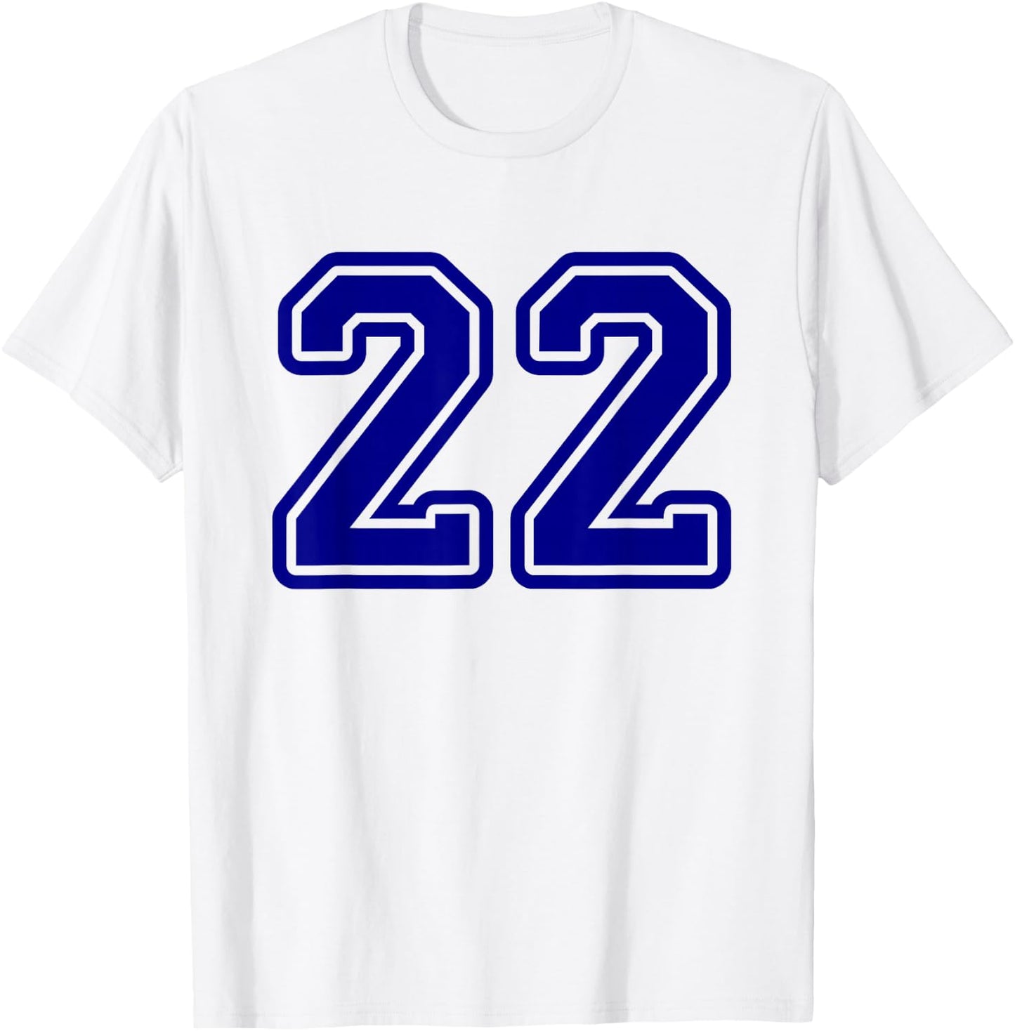 Number #22 Sport Blue Varsity Number 22 T-Shirt - T-Shirt | White