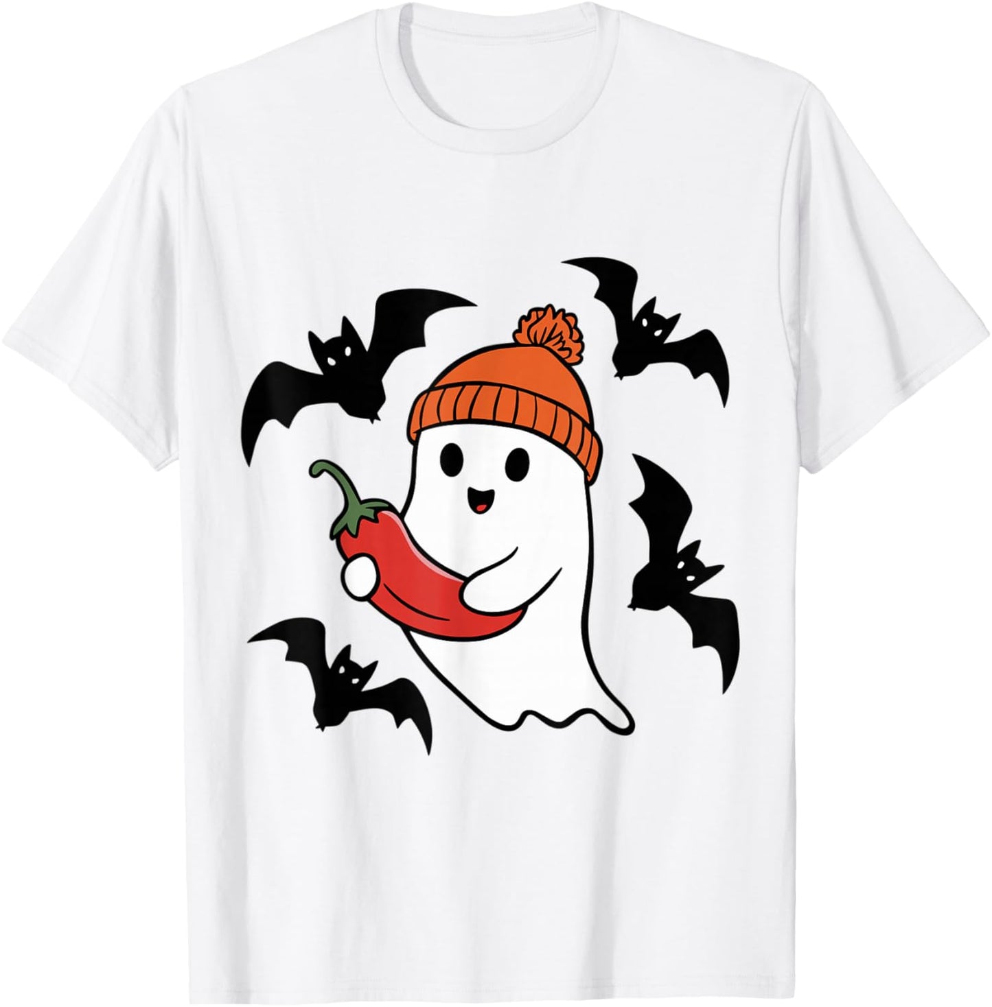 Cute Ghost Pepper Lovers Spooky Halloween Costume T-Shirt - T-Shirt | White