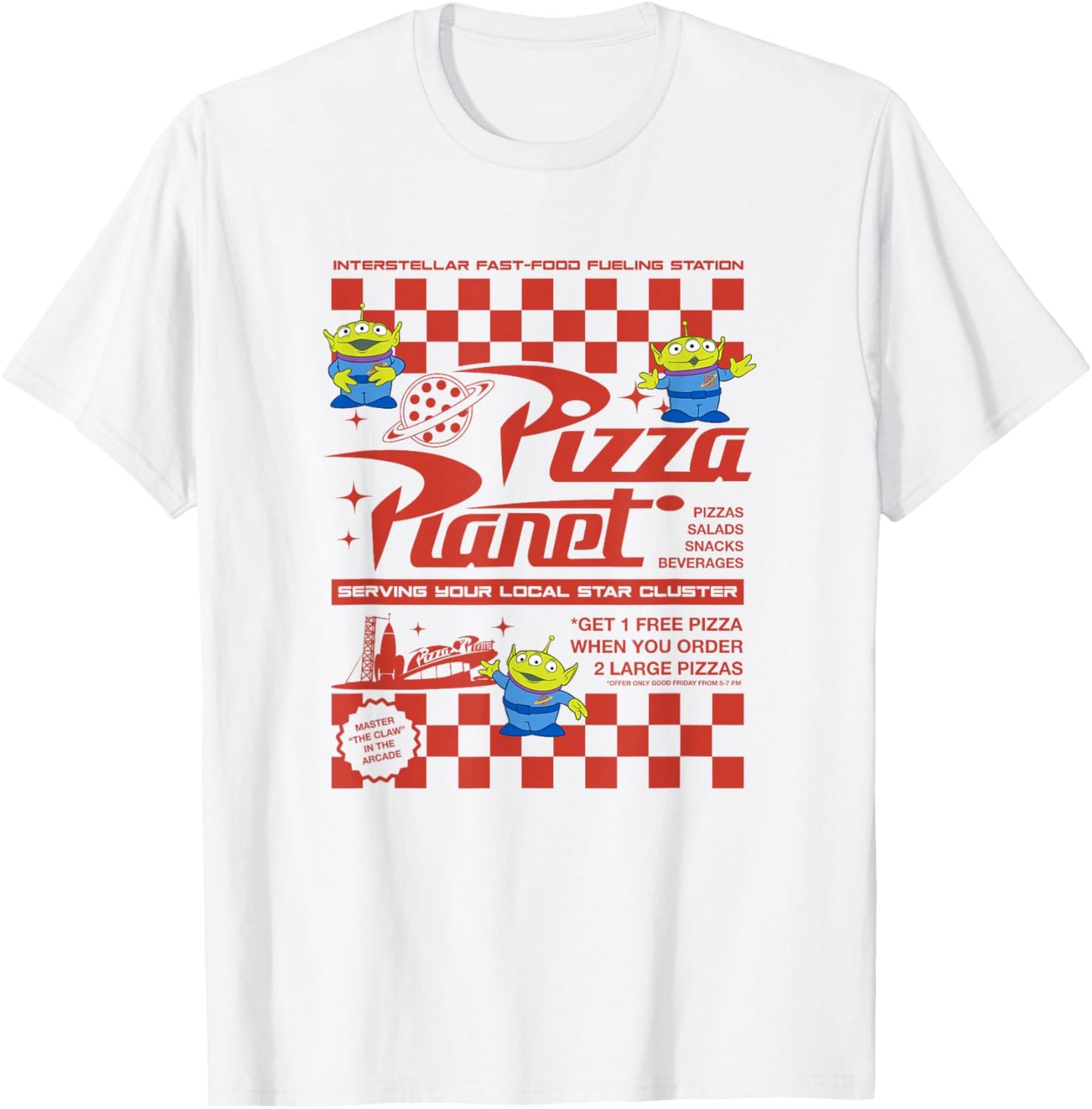 Disney Pixar Toy Story Pizza Planet Iconic Retro Flyer Logo T-Shirt - T-Shirt | White