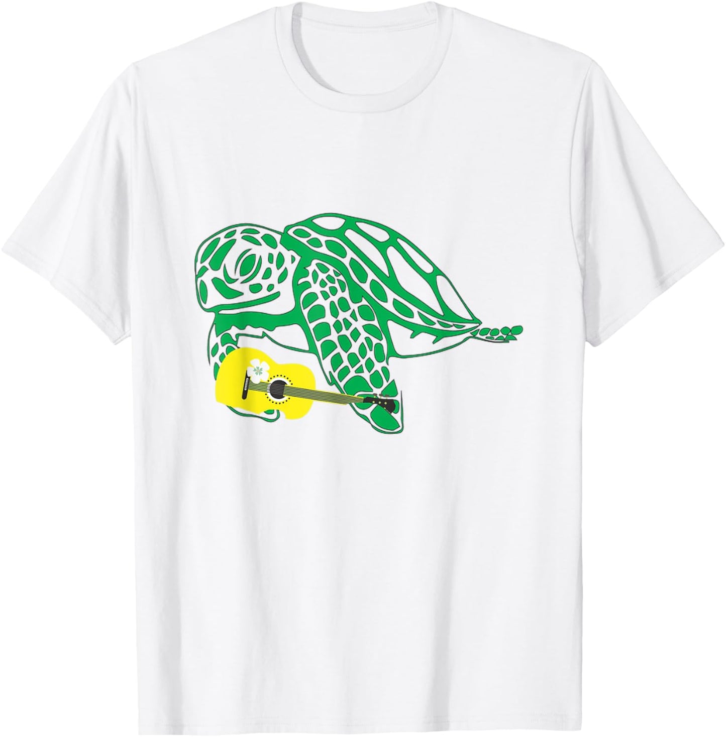 Sea Turtle Playing the Ukulele Guitar Hawaii Florida Aloha T-Shirt - T-Shirt | White