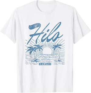 Hilo Hawaii Vintage Distressed Beach Men Women T-Shirt - T-Shirt | White