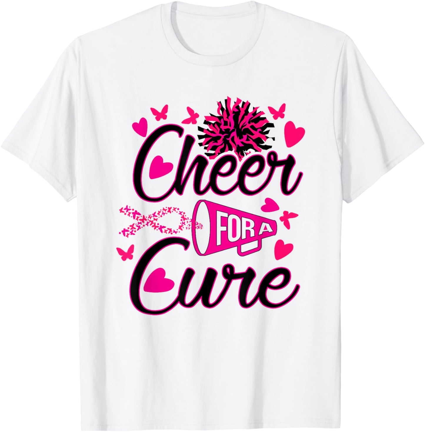 Cheer For The Cure Breast Cancer Awareness T-Shirt - T-Shirt | White