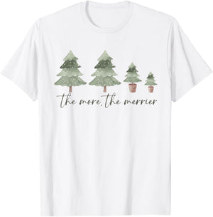 The More The Merrier Funny Christmas Pregnant Announcement T-Shirt - T-Shirt | White
