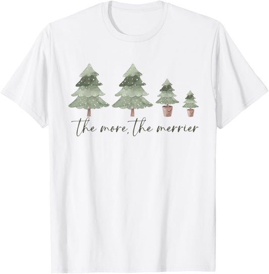 The More The Merrier Funny Christmas Pregnant Announcement T-Shirt - T-Shirt | White