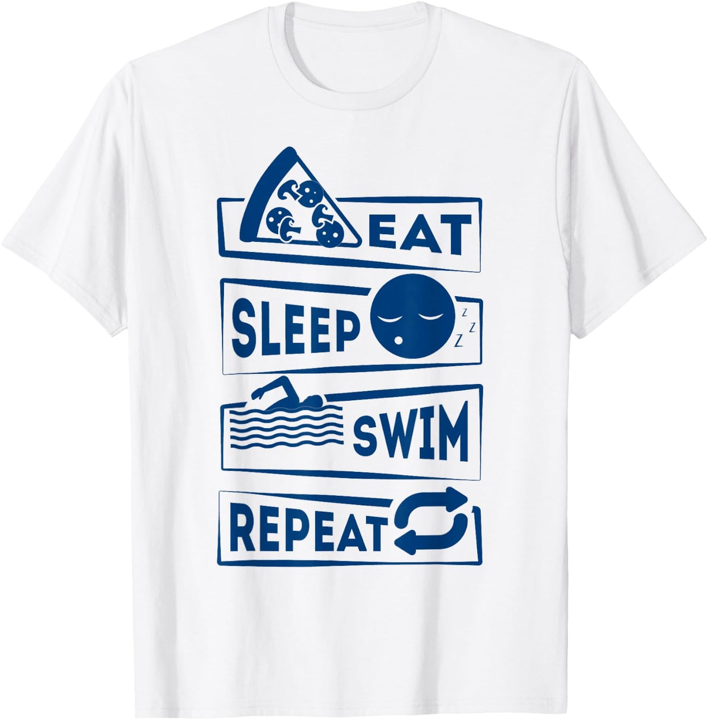 Eat Sleep Swim Repeat Swimming T-Shirt - T-Shirt | White