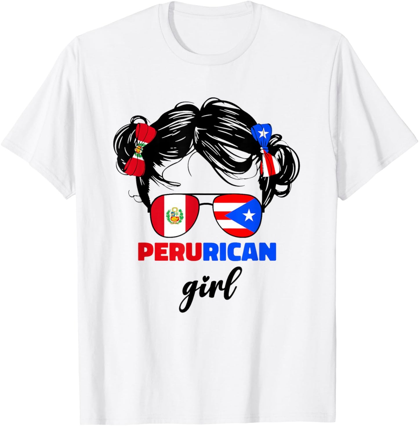 Half Peruvian And Puerto Rican Rico Peru Flag Girls Kids Mix T-Shirt - T-Shirt | White