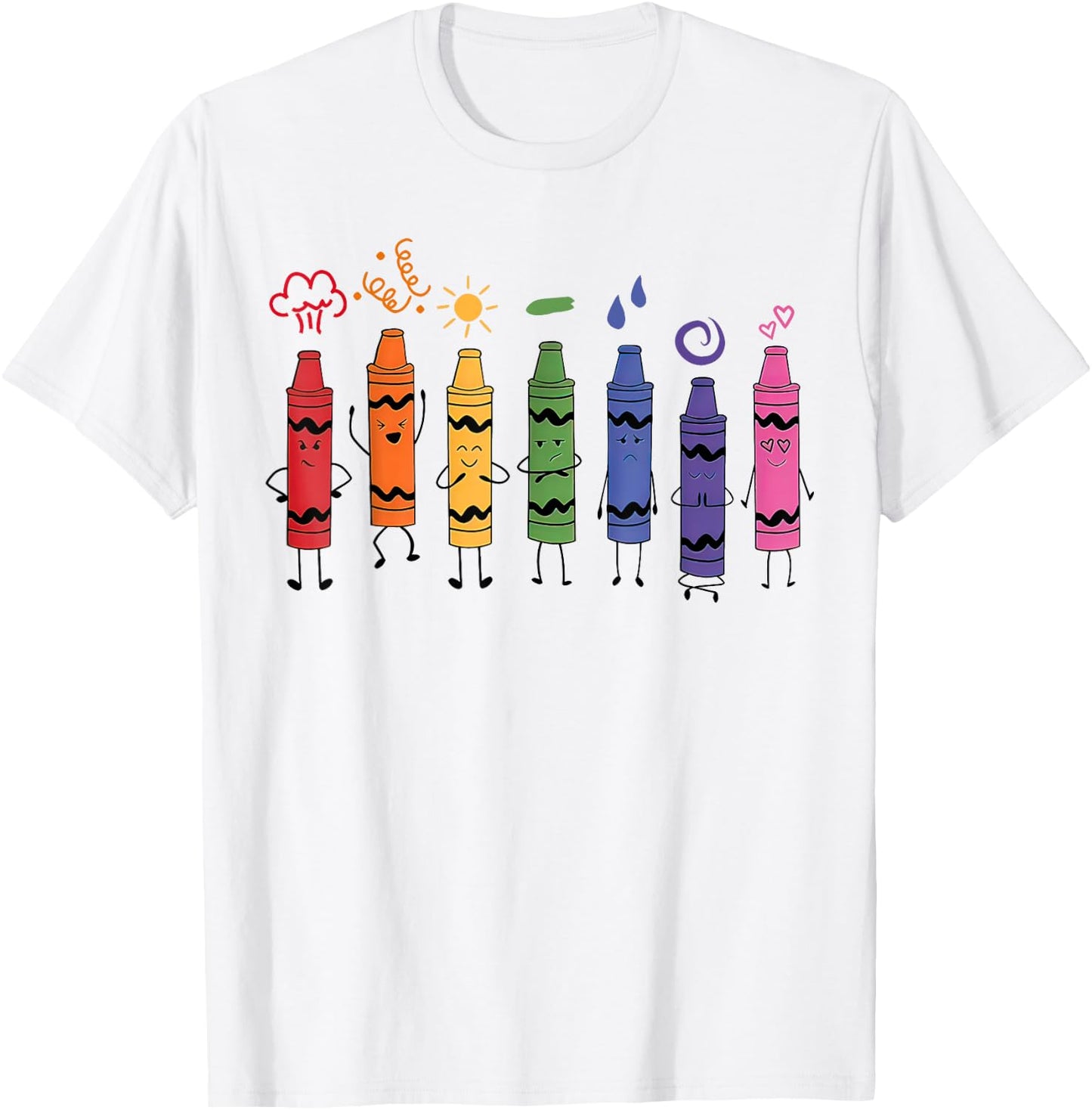 Mood Color Crayons Teacher T-Shirt - T-Shirt | White