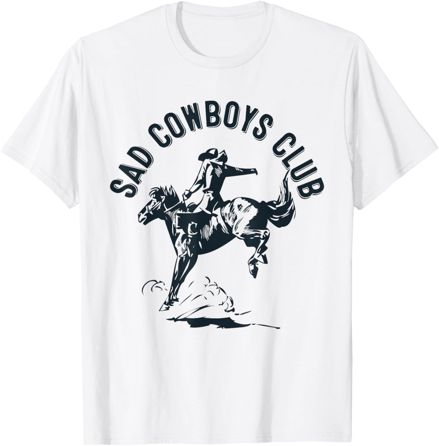 Retro Sad Cowboys Club, Sad Country Music Style Enthusiast T-Shirt - T-Shirt | White