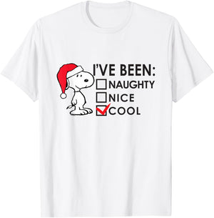 Peanuts - Snoopy Naughty Nice Cool Christmas T-Shirt - T-Shirt | White