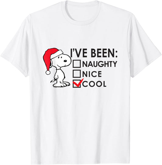 Peanuts - Snoopy Naughty Nice Cool Christmas T-Shirt - T-Shirt | White