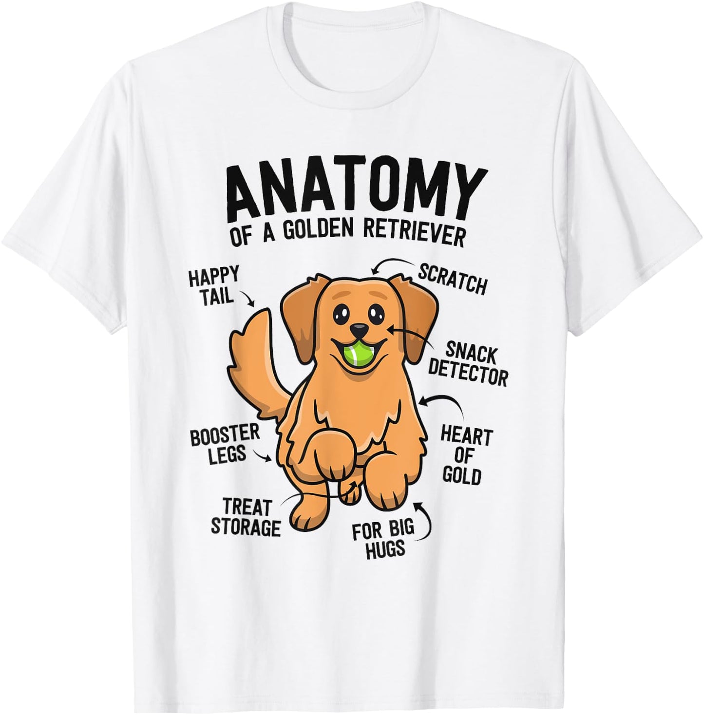 Anatomy Of A Golden Retriever Shirt Funny Dog Lover Gifts T-Shirt - T-Shirt | White