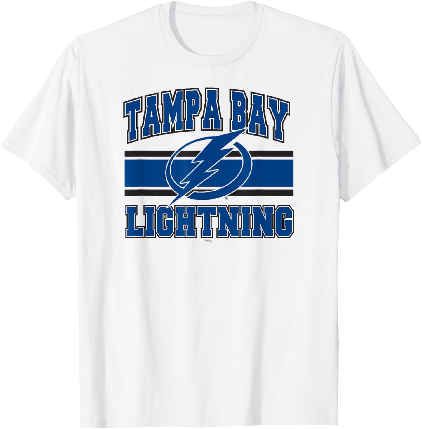 Tampa Bay Lightning Stripe Gray Officially Licensed T-Shirt - T-Shirt | White