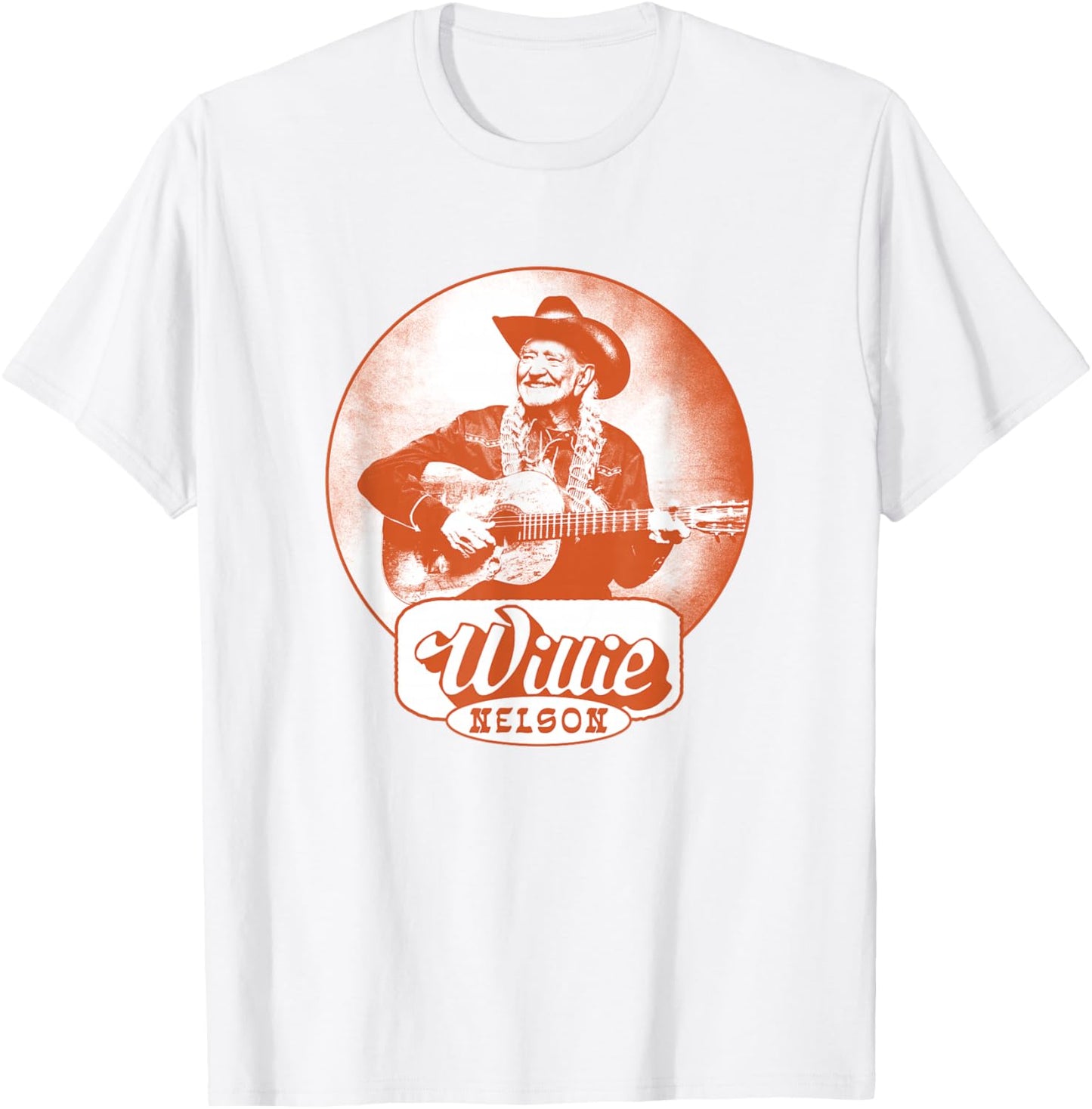 Official Willie Nelson Guitar Photo T-Shirt - T-Shirt | White