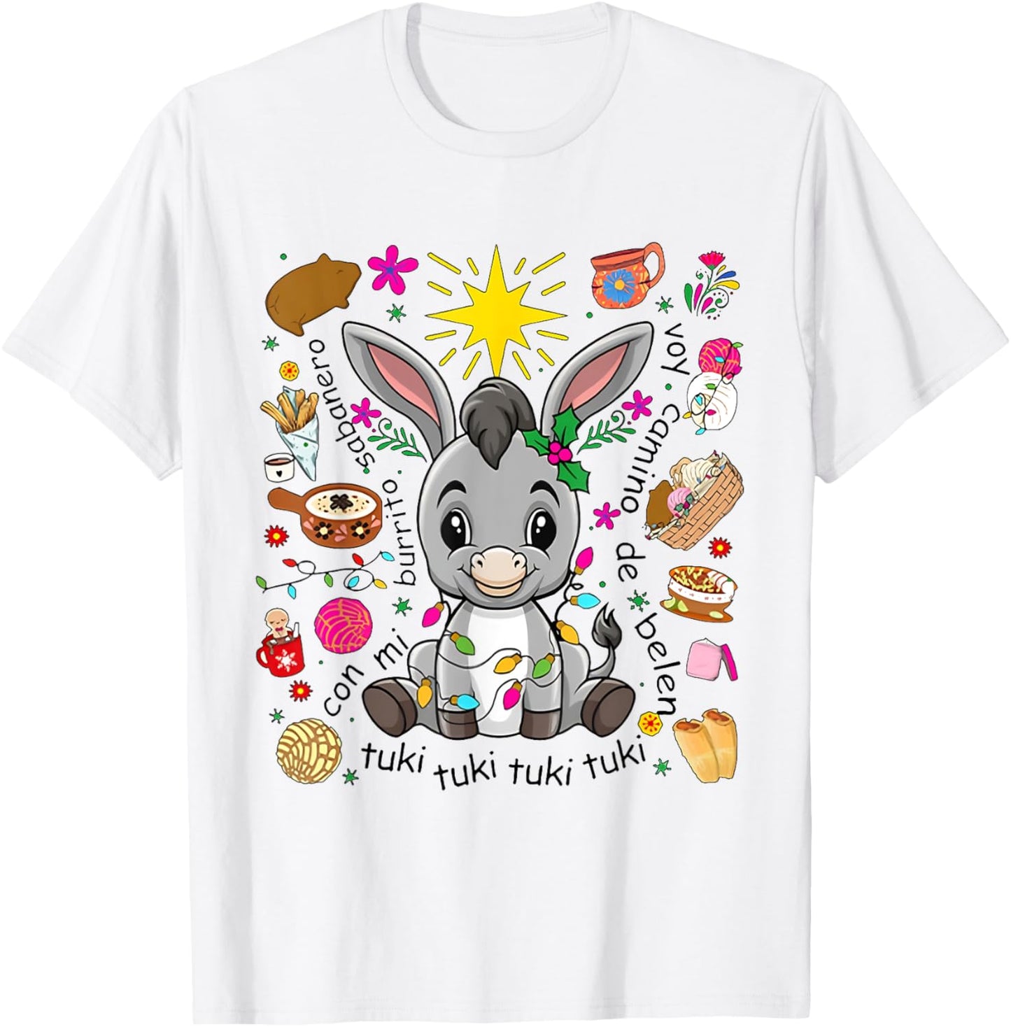 Mi Burrito Sabanero Mexican Tuki Tuki Donkey Latino Xmas T-Shirt - T-Shirt | White