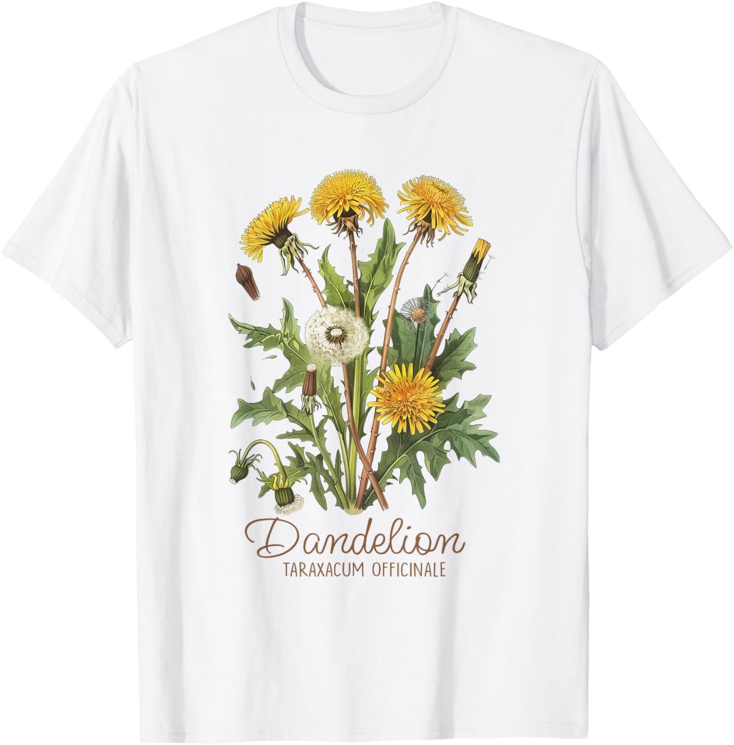 Dandelion Vintage Botanical Herbalist Gardening Dandelion T-Shirt - T-Shirt | White