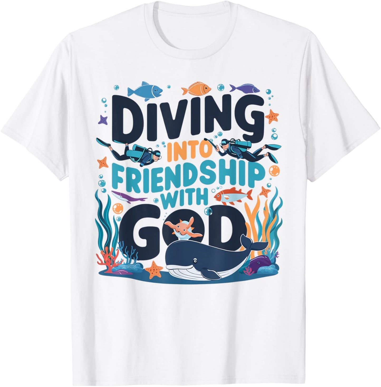 Diving Into Friendship With God Scuba VBS 2025 Christian T-Shirt - T-Shirt | White