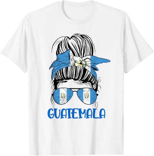 Chapina Girl Guatemala Messy Bun Guatemalan Woman & Kids T-Shirt - T-Shirt | White